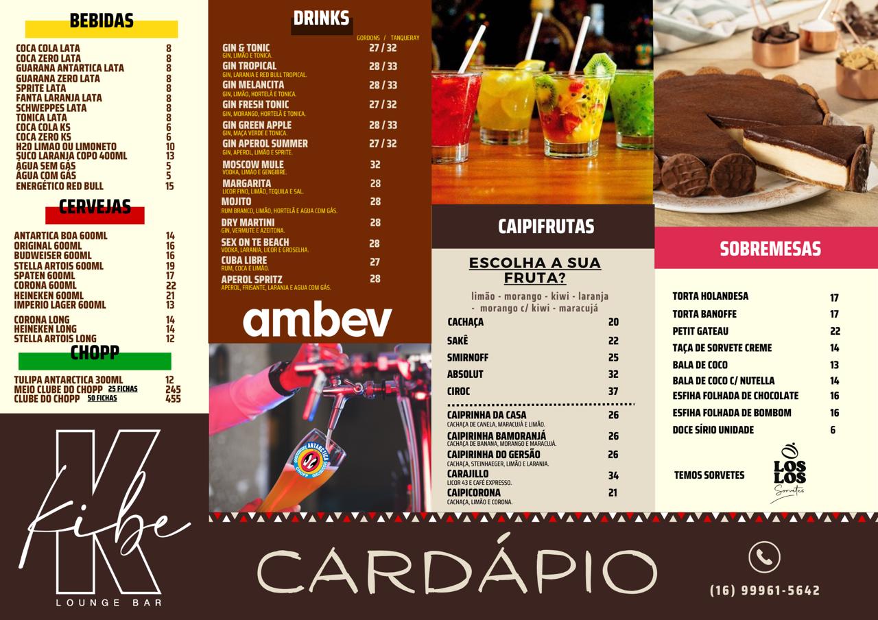 Cardápio de Bebidas - Kibe Lounge Bar - Clique para ampliar